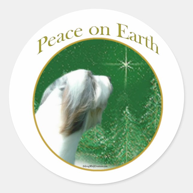 Bearded Collie Peace Classic Round Sticker (Front)
