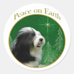 Bearded Collie Peace Classic Round Sticker