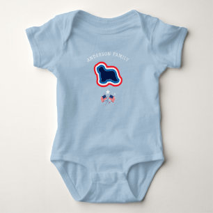 Bearded Collie Red White And Blue 4th July Dog Baby Bodysuit