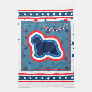 Bearded Collie Red White And Blue 4th Of July Tea Towel