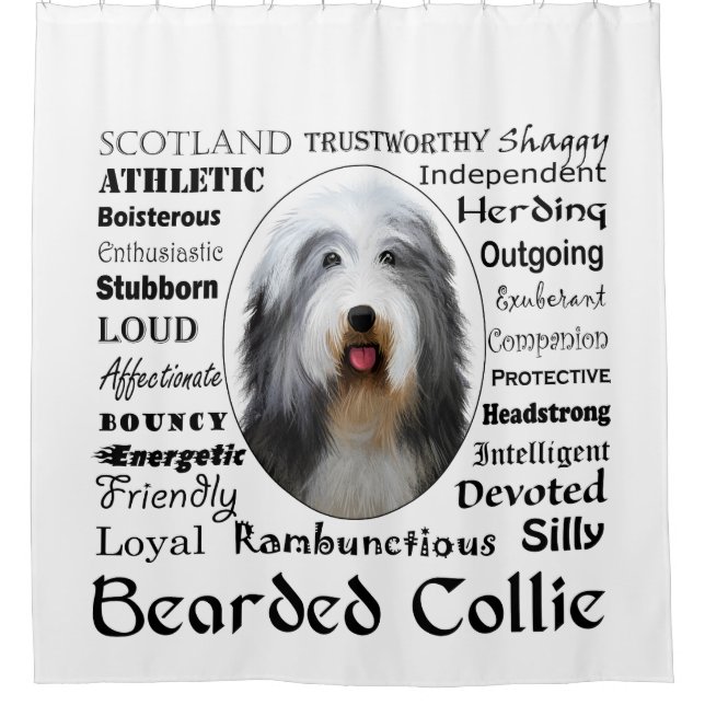 Bearded Collie Shower Curtain (Front)