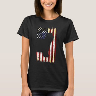Bearded Collie Silhouette American Flag 4th Of Jul T-Shirt