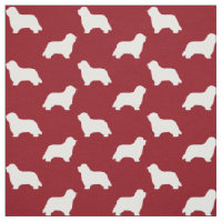 Bearded Collie Silhouettes Pattern Red and White