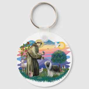 Bearded Collie (slate-white) Key Ring