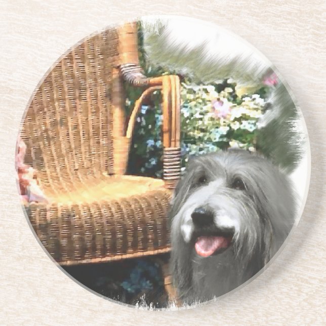 Bearded Collie Summer Garden Coaster (Front)