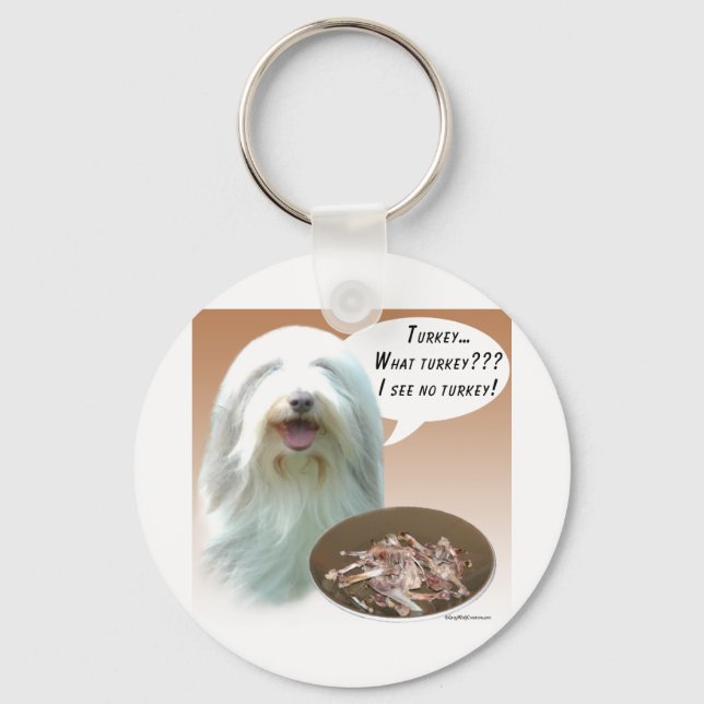 Bearded Collie Turkey Key Ring (Front)