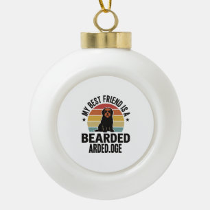 Bearded Collie Vintage Sunset Dog Lover Design_1 Ceramic Ball Christmas Ornament