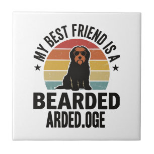 Bearded Collie Vintage Sunset Dog Lover Design_1 Ceramic Tile