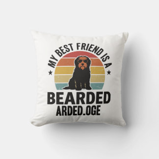 Bearded Collie Vintage Sunset Dog Lover Design_1 Cushion