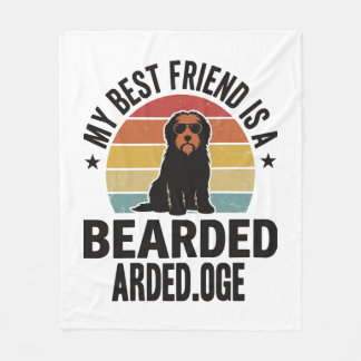 Bearded Collie Vintage Sunset Dog Lover Design_1 Fleece Blanket
