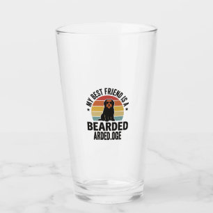 Bearded Collie Vintage Sunset Dog Lover Design_1 Glass