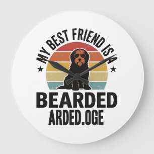 Bearded Collie Vintage Sunset Dog Lover Design_1 Large Clock
