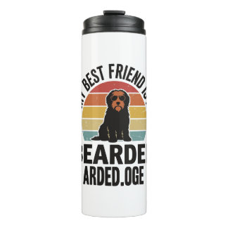 Bearded Collie Vintage Sunset Dog Lover Design_1 Thermal Tumbler