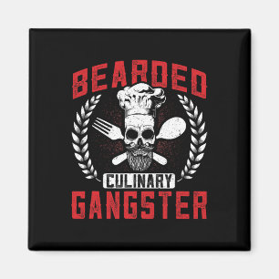 Bearded Culinary Gangster Chef Skull Cooking Bbq G Magnet