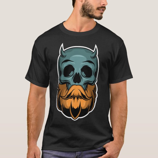 Bearded demon skull T-Shirt (Front)