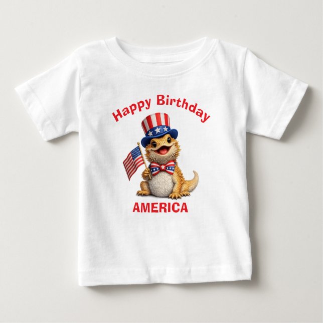Bearded Dragon (3a) Patriotic Kid T-Shirt (Front)