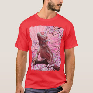 Bearded Dragon Aesthetic Pink Sakura Cherry Blosso T-Shirt