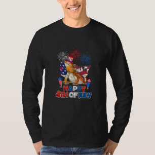 Bearded Dragon American Flag Fireworks Happy 4th O T-Shirt