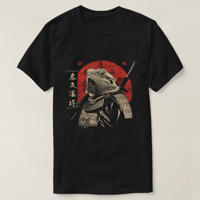 Bearded Dragon as Japanese Samurai T-Shirt (Design Front)