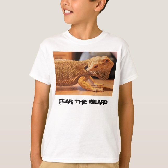 bearded dragon "beardie" "FEAR THE BEARD" Tee (Front)