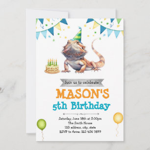 Bearded Dragon birthday invitation