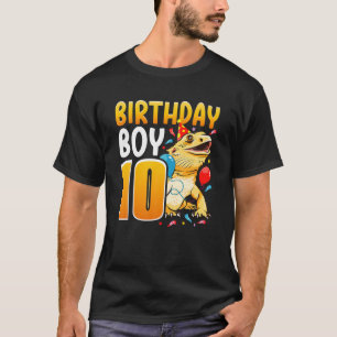 Bearded Dragon Birthday Kids 10Th Lizard 10 Year O T-Shirt