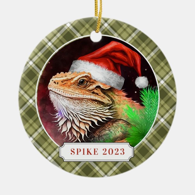 Bearded Dragon Ceramic Circle Ornament (Front)
