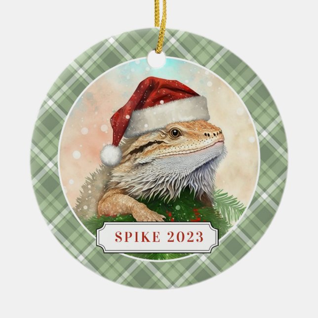 Bearded Dragon Ceramic Circle Ornament (Front)
