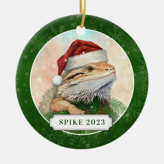 Bearded Dragon Ceramic Circle Ornament (Front)