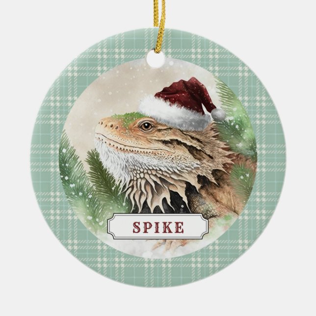 Bearded Dragon Ceramic Circle Ornament (Front)
