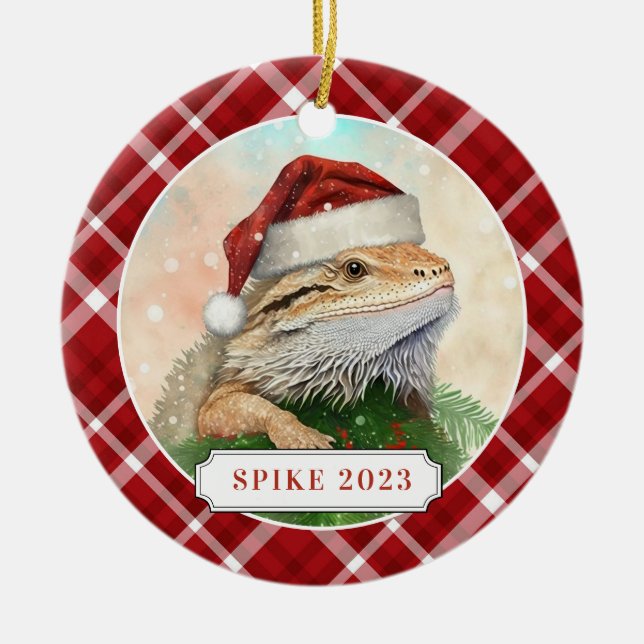 Bearded Dragon Ceramic Circle Ornament (Front)