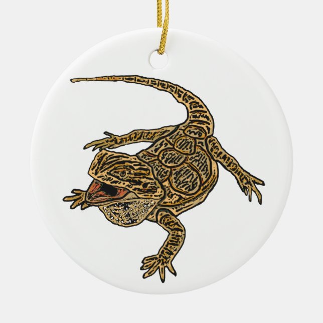 Bearded Dragon Ceramic Ornament (Front)