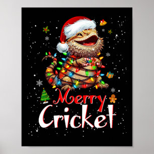 Bearded Dragon Christmas Lights Merry Crickets Liz Poster