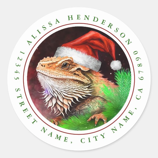 Bearded Dragon Christmas Stickers (Front)