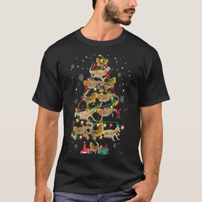Bearded Dragon Christmas Tree Funny Reptile Lover  T-Shirt (Front)