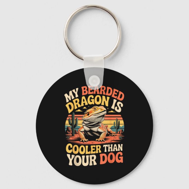 Bearded Dragon Cooler Reptile Animal Beardie Beard Key Ring (Front)
