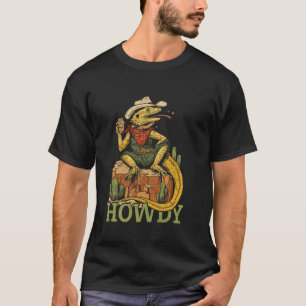 Bearded Dragon Cowboy Howdy Vintage Style Lizard R T-Shirt