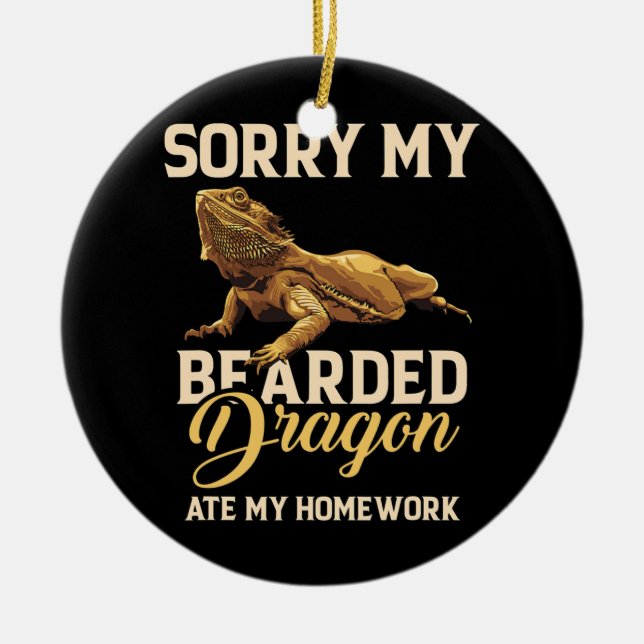 Bearded Dragon Cute Lizard Beardie Ate My Ceramic Ornament (Front)