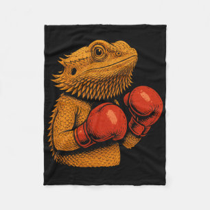 Bearded Dragon Dressed As A Boxer Funny Boxing  Fleece Blanket
