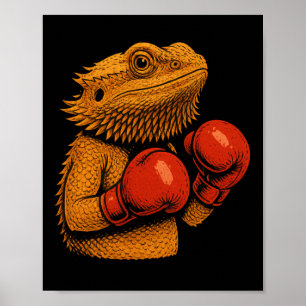 Bearded Dragon Dressed As A Boxer Funny Boxing Poster