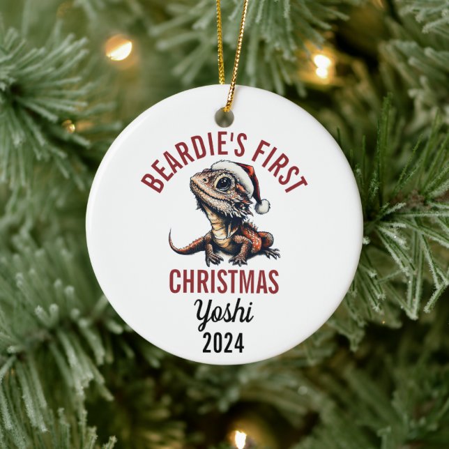 Bearded Dragon First Christmas 2024 Ceramic Ornament (Tree)