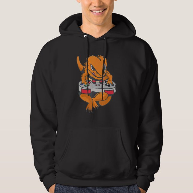 Bearded Dragon Gamer Boys Kids Video Game Players  Hoodie (Front)