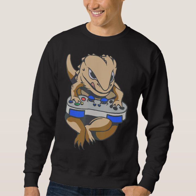 Bearded Dragon Gamer Boys Kids Video Game Players  Sweatshirt (Front)