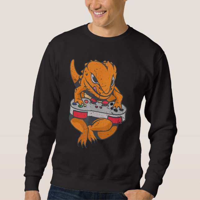 Bearded Dragon Gamer Boys Kids Video Game Players  Sweatshirt (Front)