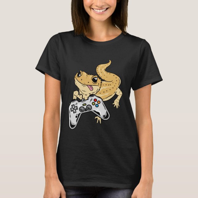 Bearded Dragon Gamer Video Games Lizard Reptile Ga T-Shirt (Front)