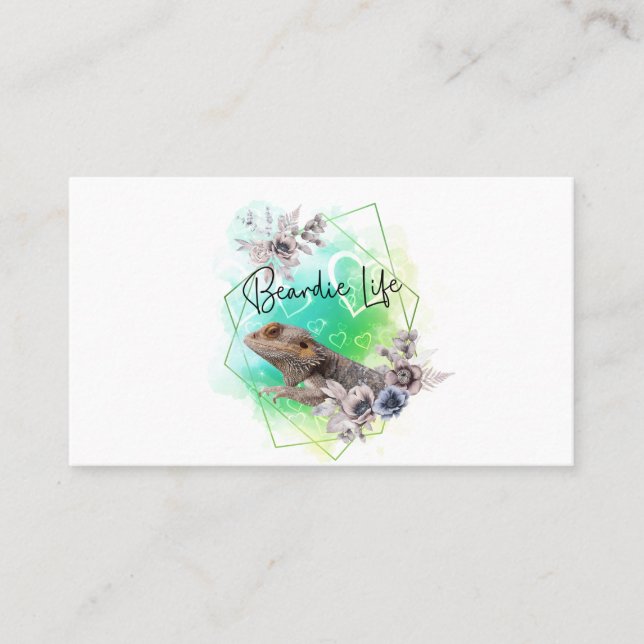 Bearded Dragon Geometric Frame Business Card (Front)