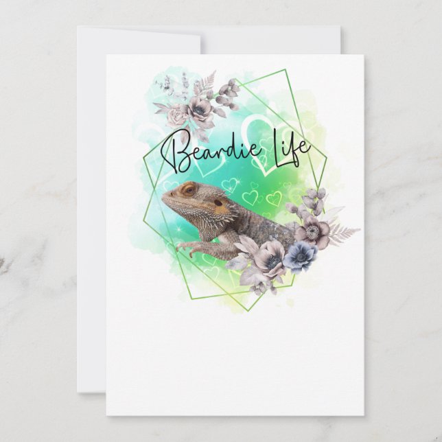 Bearded Dragon Geometric Frame Invitation (Front)