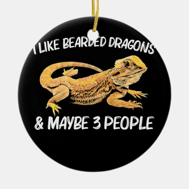 Bearded Dragon Gift For Men Women Pogona Lizard Ceramic Ornament (Front)