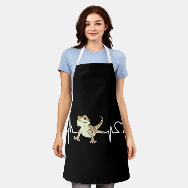 Bearded Dragon Heartbeat Funny Animal Apron (Worn)