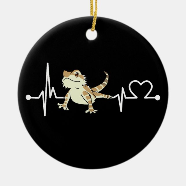 Bearded Dragon Heartbeat Funny Animal Ceramic Ornament (Front)